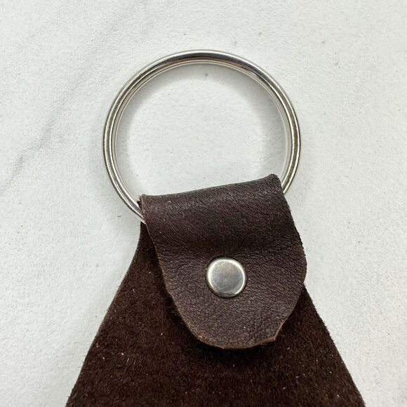 Soft Brown Leather Fringe Western Concho Boho Keychain Keyring - Picture 8 of 10